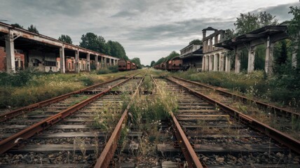 old railway tracks Generative, Ai, tehnology