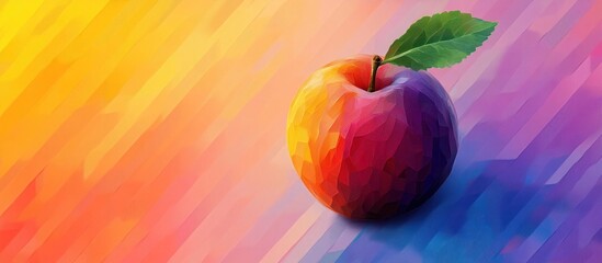 Vibrant juicy red apple set against a bold contemporary gradient abstract background  This visually image is perfect for digital imagery