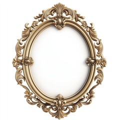Vintage Oval Frame. Classic Antique Gold Illustration of Ornate Mirror Design