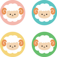 かわいい羊の顔イラストセット