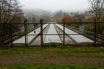 view of the  River Severn pipe bridge, near Bewdley dull day.