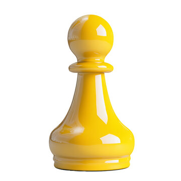 yellow chess pawn game piece strategy isolated on a white background