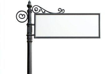Obraz premium Empty White Sign Board on a Metal Support, Isolated for Clear Messaging