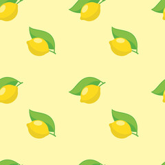 Background with lemons. Juicy yellow lemons. Vector lemons. Fresh fruit. Citrus. Textile sample. Sliced lemon. Seamless pattern with lemons.