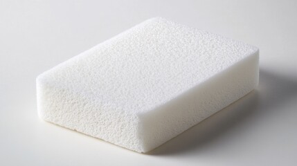 Fototapeta premium Soft White Sponge for Kitchen Cleaning - Isolated Foam Rubber Rectangle