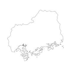 Hiroshima prefecture blank outline map