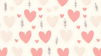 Repeating Pattern of Hearts and Arrows in Pink and White