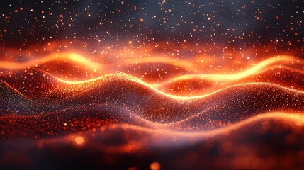 Fiery Abstract Landscape: Glowing Ember Waves