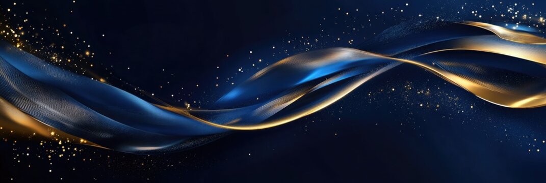 Elegant Blue Award Background for Jubilee Celebrations. Luxurious Invitation for Corporate Night Events with Flowing Thread Design