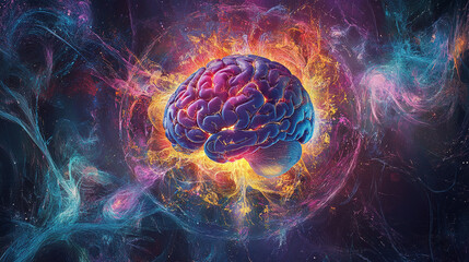 Le cerveau pensant, source de lumière surnaturelle en 8K