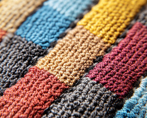 Illustration of a Close Up of Multicolored Vibrant Woven Knitted Fabric