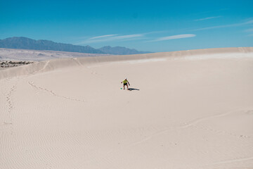 skiing in the mountains
