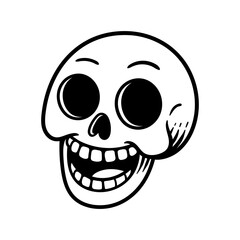 funny skull smiling cartoon isolated drawing line art style sketch classic vintage design illustration