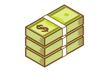 米ドルの札束を積み上げたイラスト