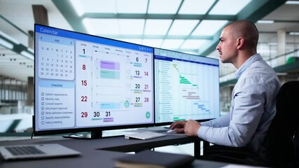 Managing Tasks And Schedules With Gantt Calendar On Computer Screen