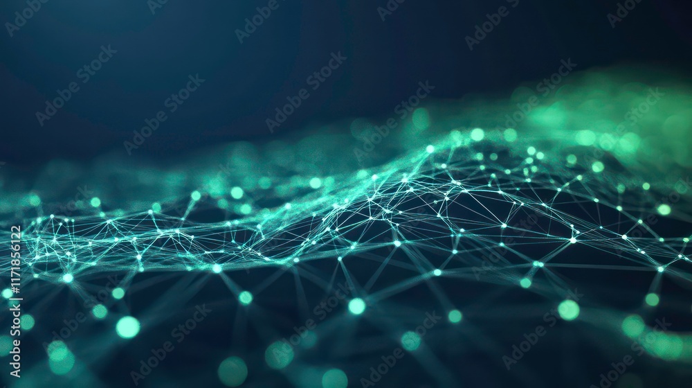 Aufkleber Abstract green digital network connection.