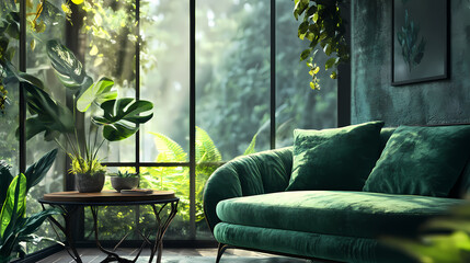 Soft green velvet cushion adds touch of elegance and comfort to any space. its plush texture invites relaxation and warmth. Velveted. Illustration