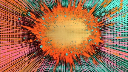 A colorful explosion with a yellow center