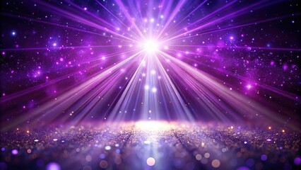 Fototapeta premium Low-light photography captures shimmering purple rays and sparkling particles.