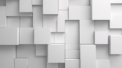 Obraz premium A futuristic white 3D wall composed of interlocking geometric blocks arranged in a structured and modern minimalist design