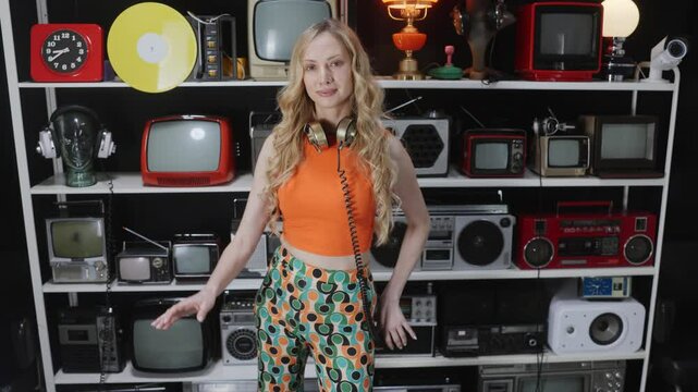 Woman With background of retro objects