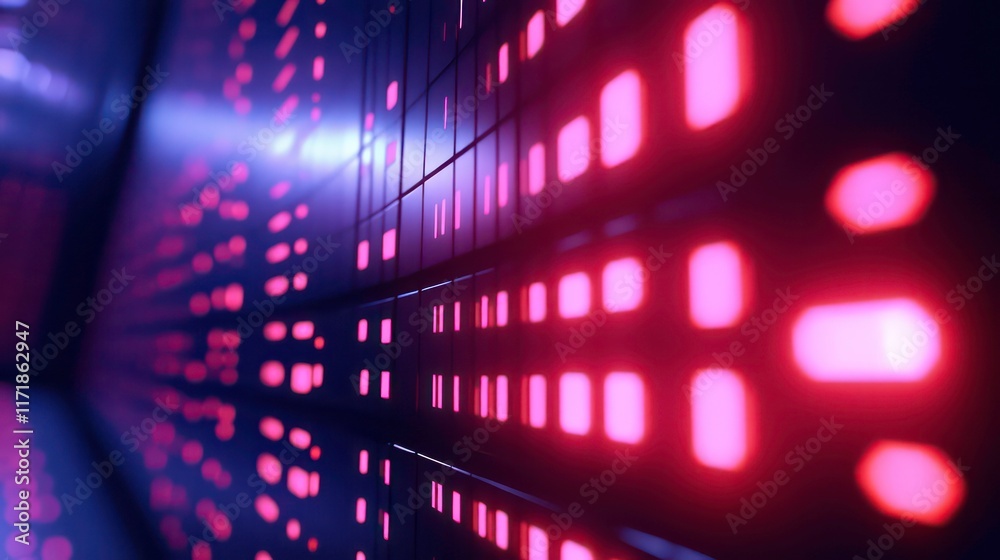 Aufkleber abstract glowing pink and blue grid pattern in dark space.