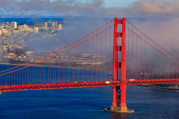 View of the Golden Gate bridge and San Francisco skyline