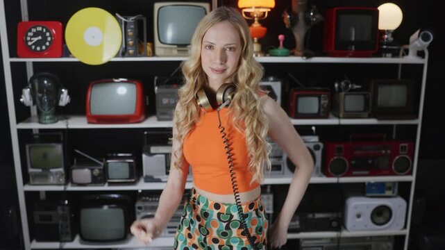 Woman With background of retro objects