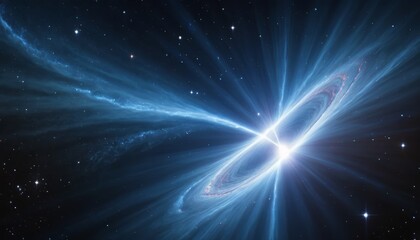 Fototapeta premium Cosmic Collision: Stunning Nebula Background with Bright Stellar Explosion and Glowing Energy Streams