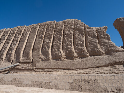 Close-up of a Wall of the Greater Kyz Kala Fortress built sometime between the 6th and 9th centuries in Ancient Merv, Turkmenistan