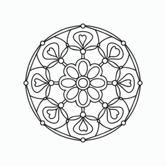 simple flower mandala design. mandala coloring page art design.