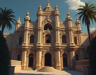 Obraz premium Illustration of a mixture of European style and Middle Eastern style building models isolated on a white background