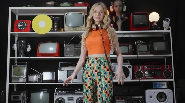 Woman With background of retro objects