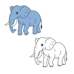 elephant isolated on white background. drawing with line art. simple design. vector illustrations