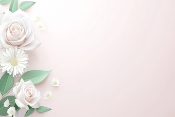 Flowers composition featuring pink blooms and eucalyptus branches on a pink backdrop, ideal for Valentine's Day, Mother's Day, and Women's Day. Shown in a flat lay, top view