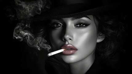 Fototapeta premium vamp woman with cigarette