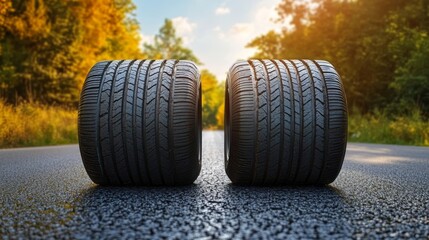 car wheels on a road