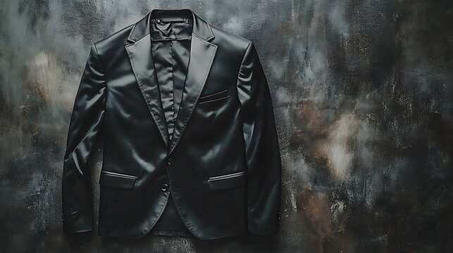 A men's blazer displayed on a sleek and luxurious backdrop, leaving space for text and promotions