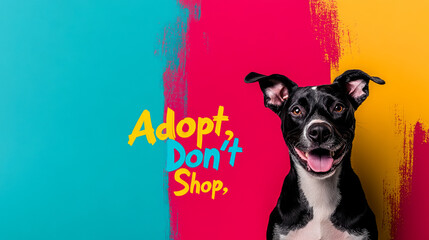 Naklejka na ściany i meble A cheerful dog with a vibrant background promotes the message, 