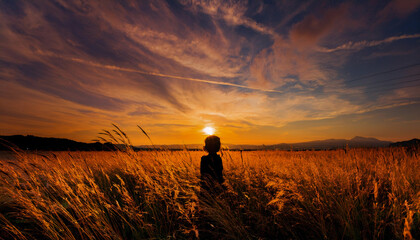 大空を見つめる