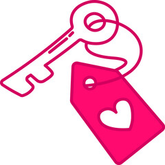 Handdrawn Lined Key With Heart Tag