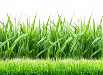 Obraz premium weiterblick auf grüne grasfläche - ausgelegt auf weißem hintergrund