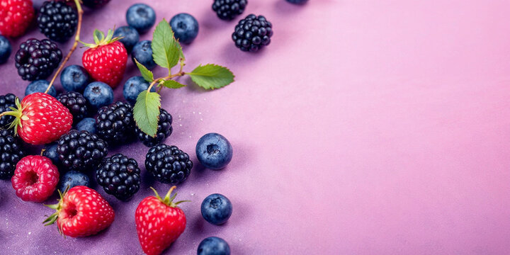Concept photo of berries, red forest fruits with space for text