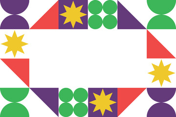 Abstract frame with bright modern geometric shapes. Vector illustration.