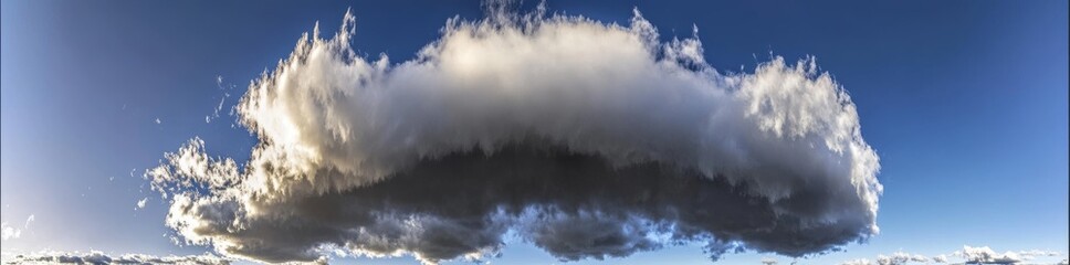 Obraz premium During a sunny day, the vibrant, panoramic sky showcases clouds, with a particular emphasis on the beautiful cirrus clouds