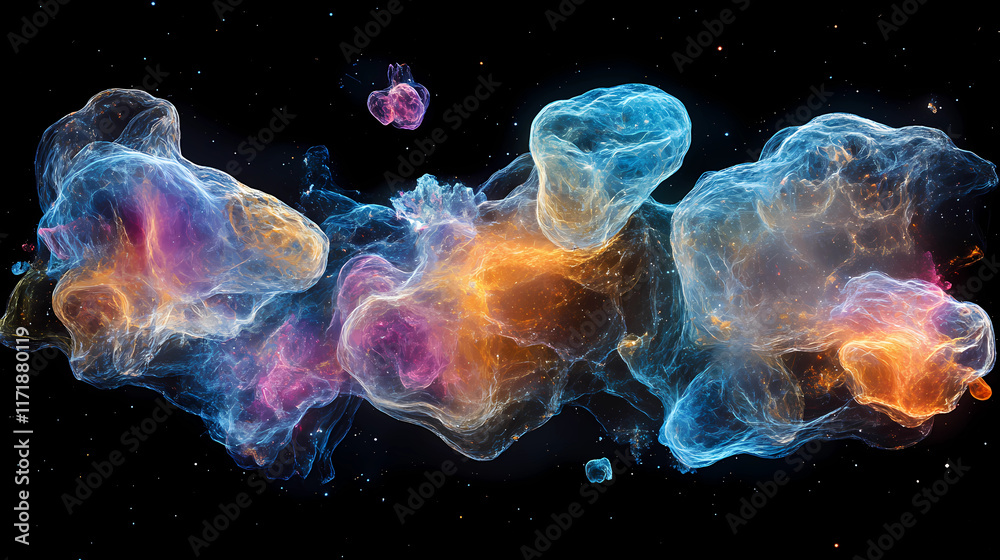Canvas Prints colorful overlapping galaxies in a dazzling cosmic display