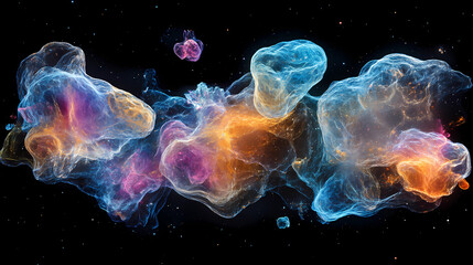 Naklejka premium Colorful Overlapping Galaxies in a Dazzling Cosmic Display