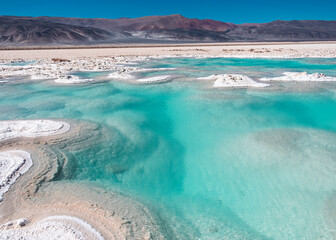 turquoise lake in salar
