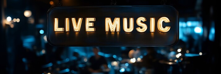 Sign that reads “LIVE MUSIC”. - bar - concert venue - pub - band - cover charge - music - dance - acoustic 