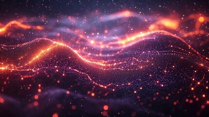 Obraz premium Digital Network Connections - Abstract Visualization of Interconnected Nodes and Glowing Data Lines on Dark Background